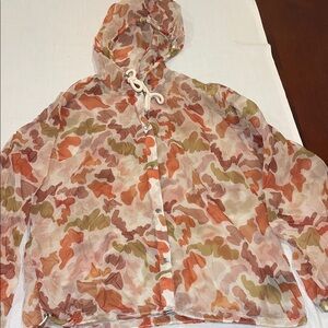 Trophy yoga Lightweight Orange & Tan Patterned Hooded Windbreaker